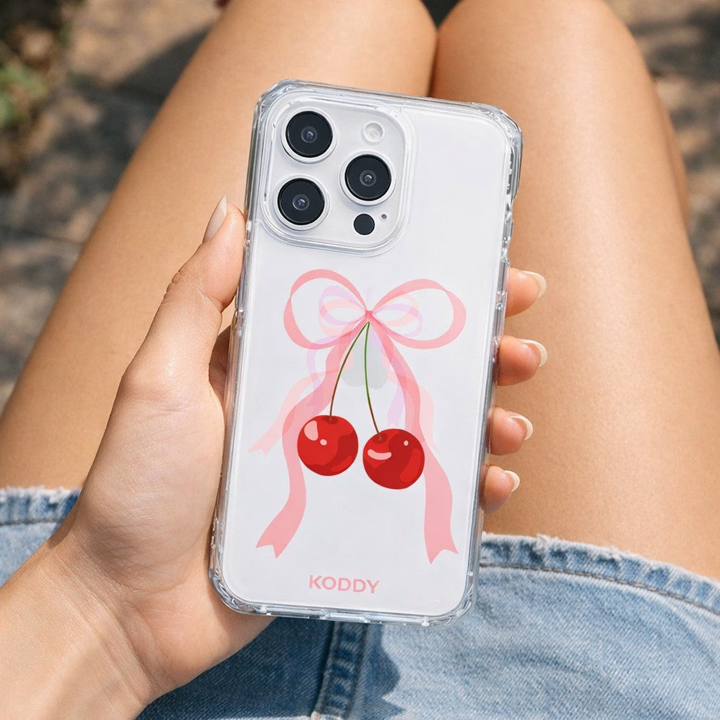 Big Cherry Ribbon Phone Case-KODDY aesthetic iphone case UK