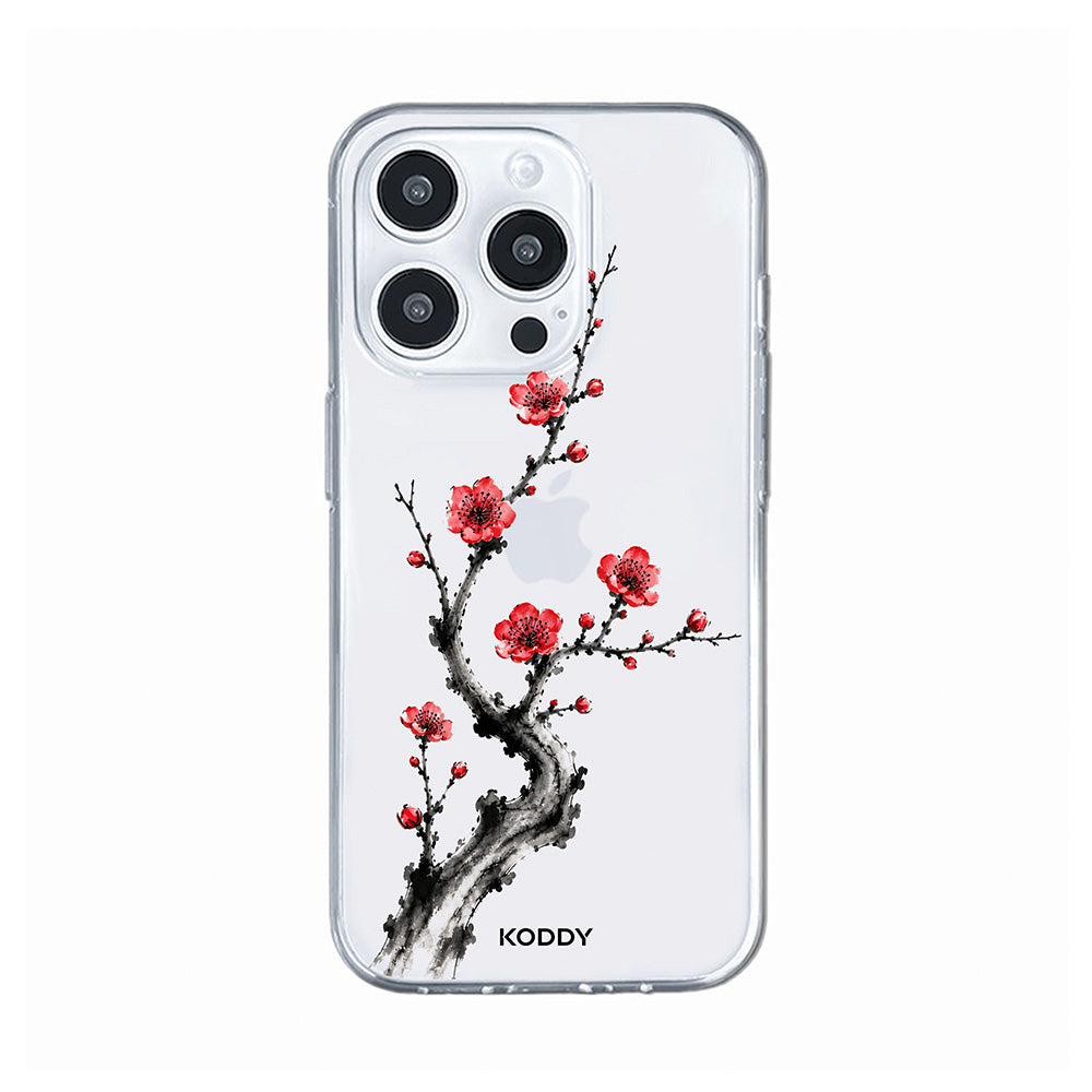 Red Plum Blossom Korean Ink Painting Phone Case-KODDY aesthetic iphone case UK