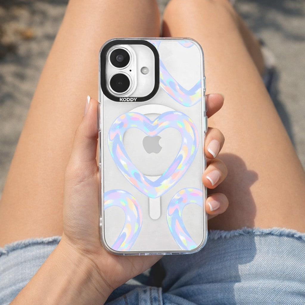 Blue Bubble Pattern Hearts iPhone Case