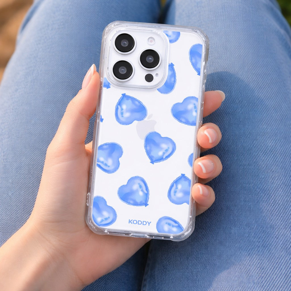 Blue Heart Balloons Phone Case