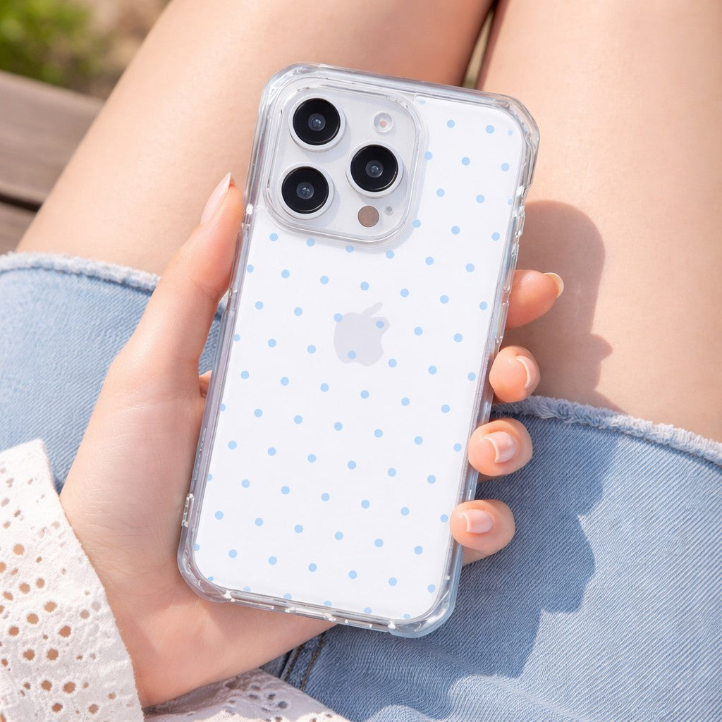 Cute Skyblue Polka Dot Clear Phone Case