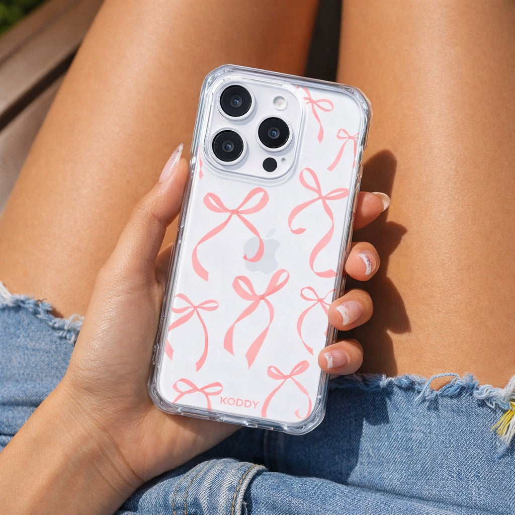Petite Coral Pink Ribbon Bows phone case