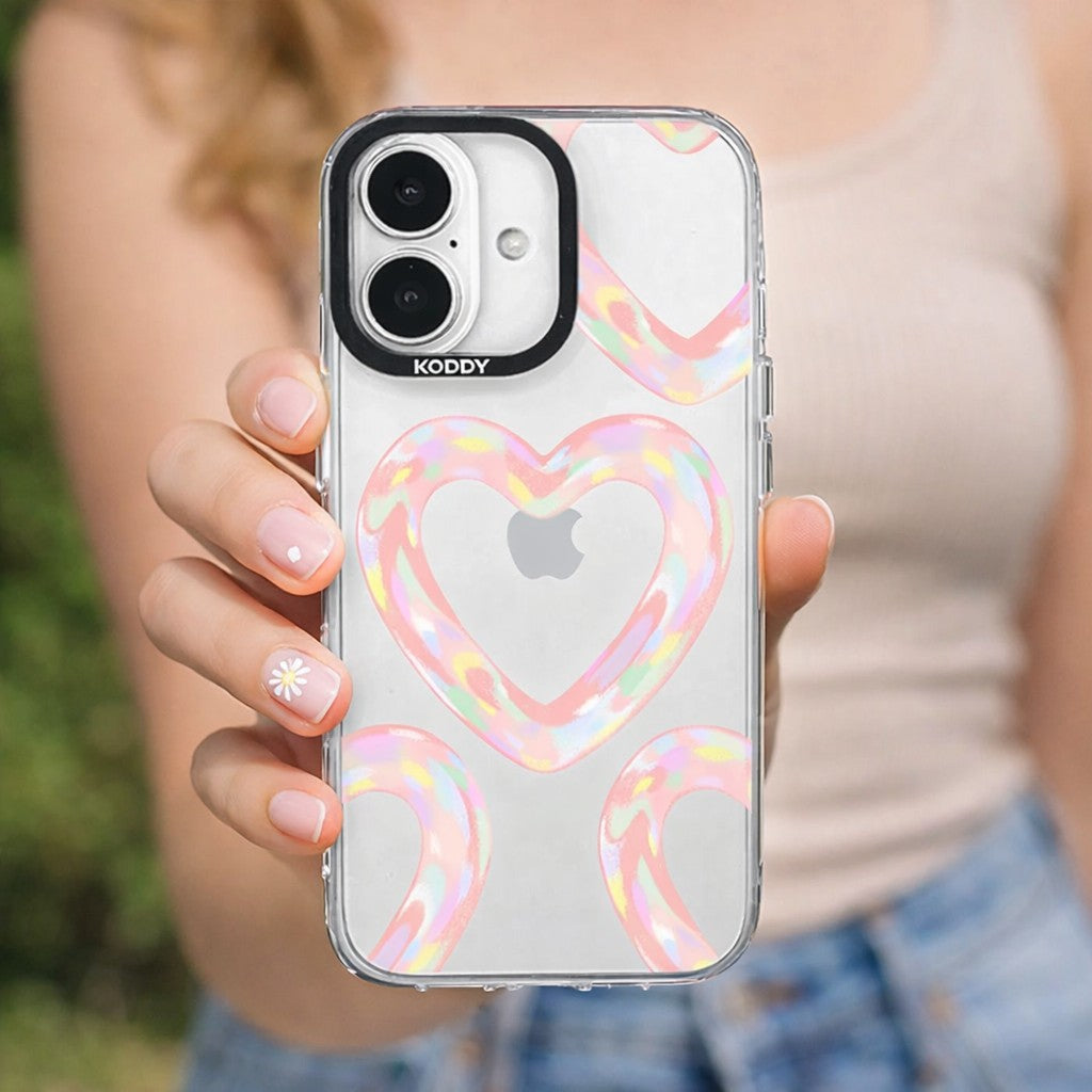 Pink Bubble Pattern Hearts iPhone Case