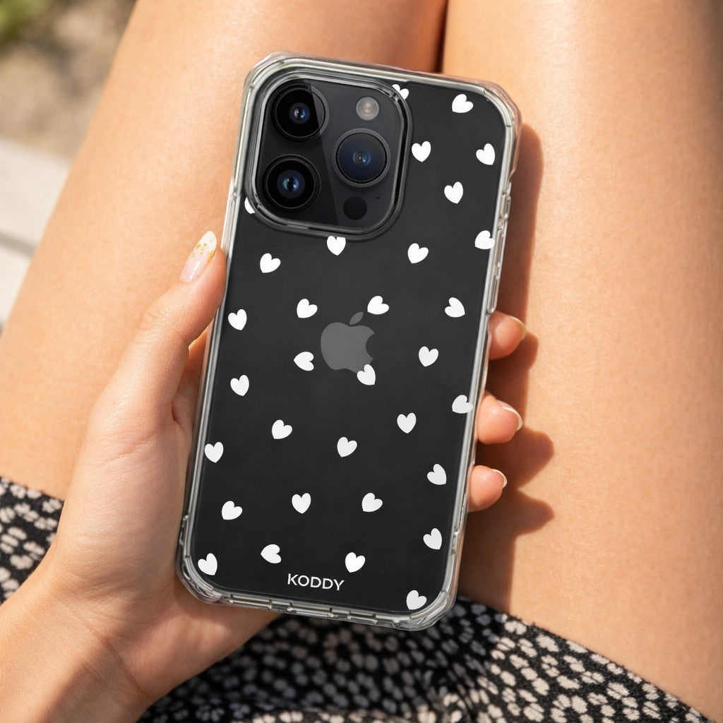 Pure White Hearts Phone Case-KODDY aesthetic iphone case UK