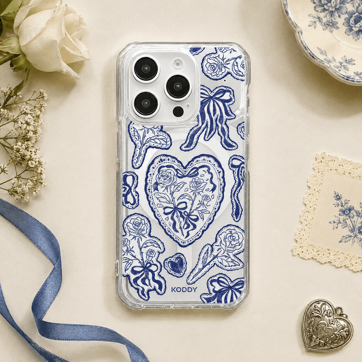 Aesthetic Indigo Lace Phone Case-KODDY aesthetic iphone case UK