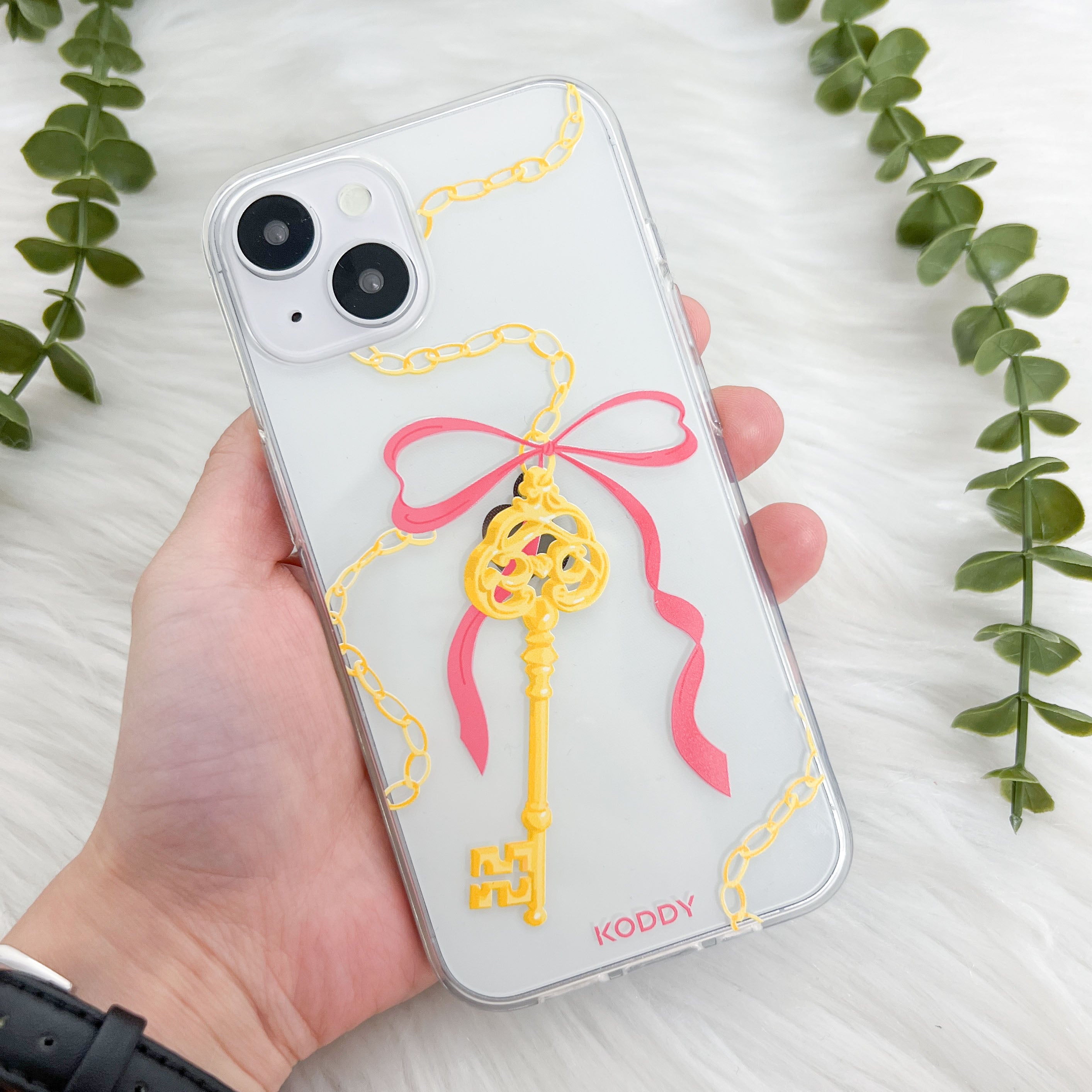 Antique Gold Pink Ribbon Key Phone Case - KODDY