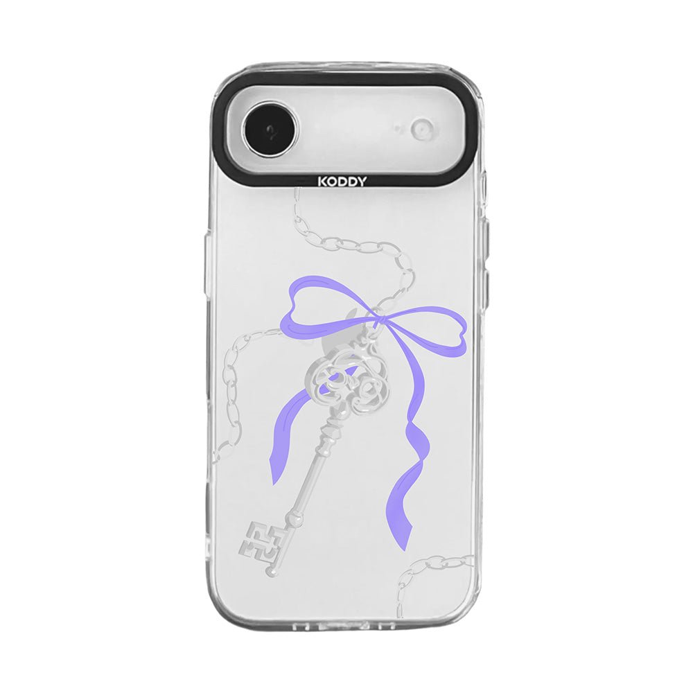 Antique Silver Purple Ribbon Key iPhone Case
