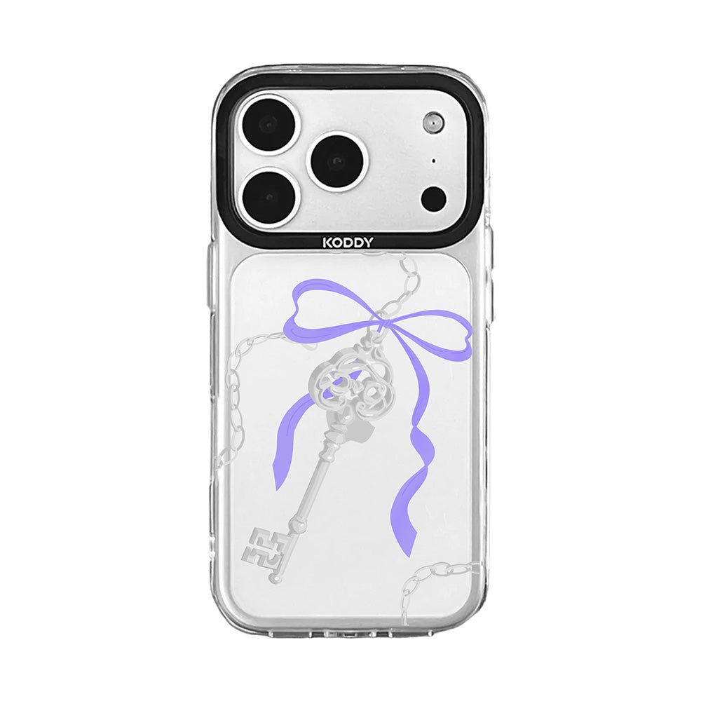 Antique Silver Purple Ribbon Key iPhone Case