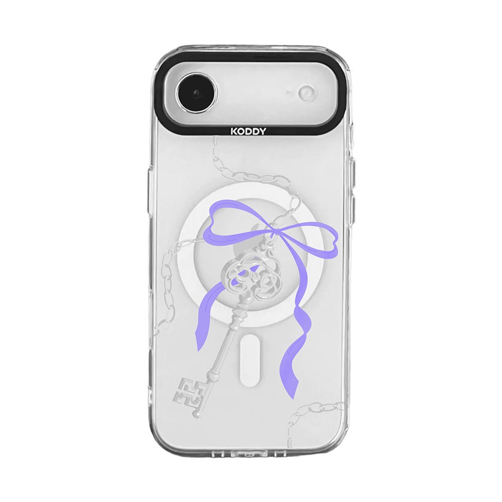 Antique Silver Purple Ribbon Key iPhone Case