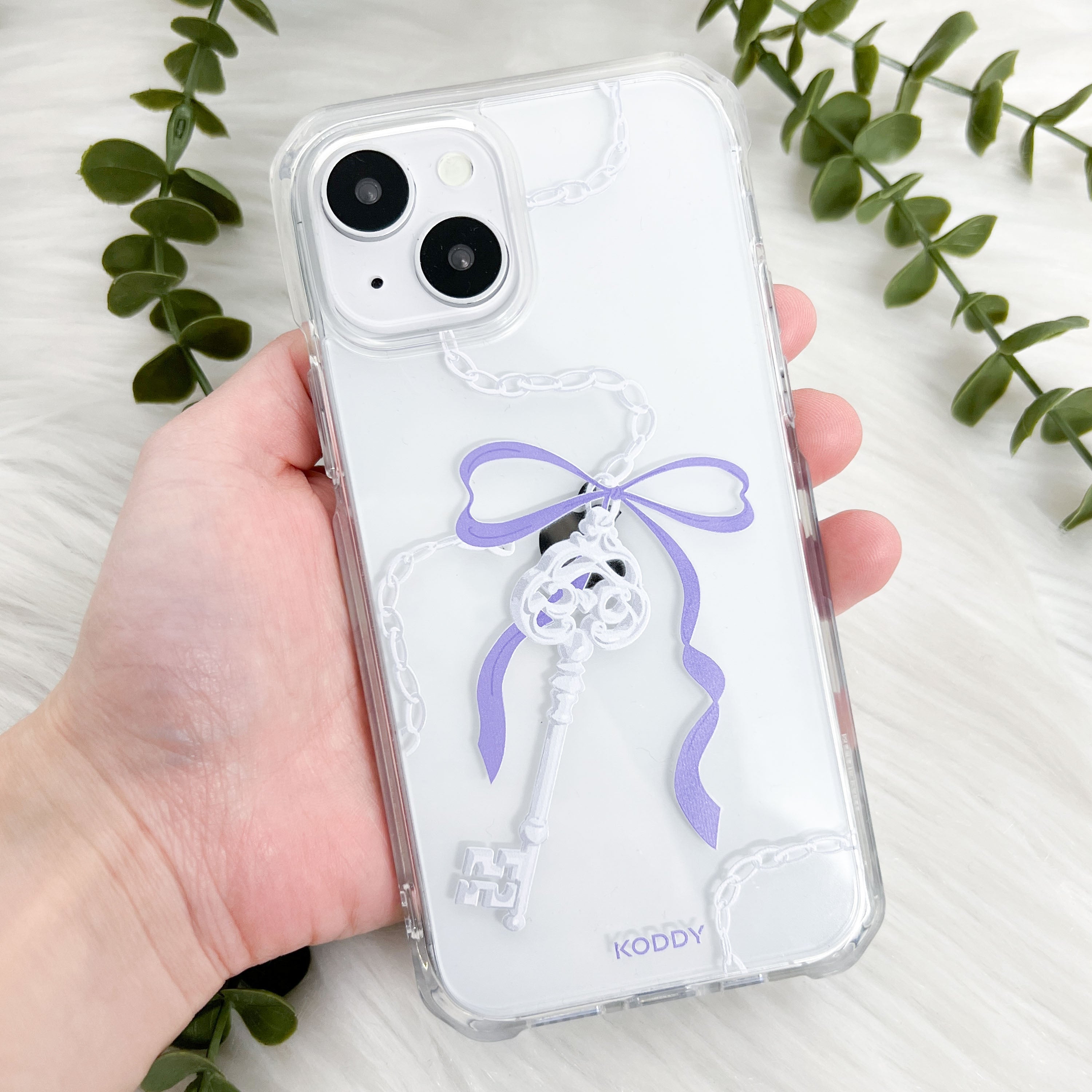 Antique Silver Purple Ribbon Key Phone Case - KODDY