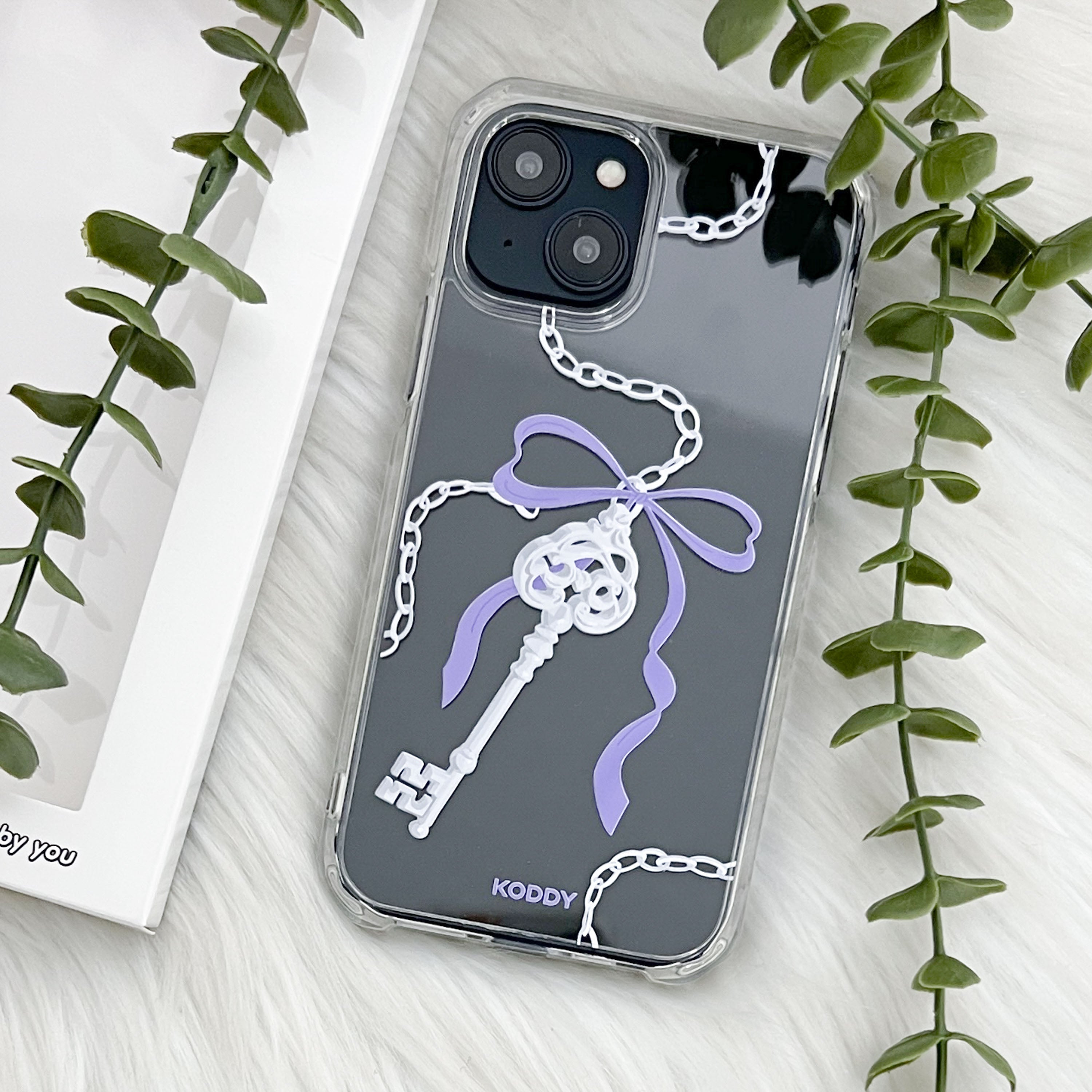 Antique Silver Purple Ribbon Key Phone Case - KODDY