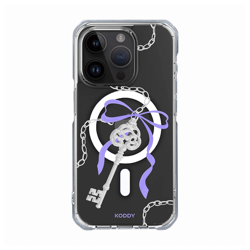 Antique Silver Purple Ribbon Key Phone Case - KODDY