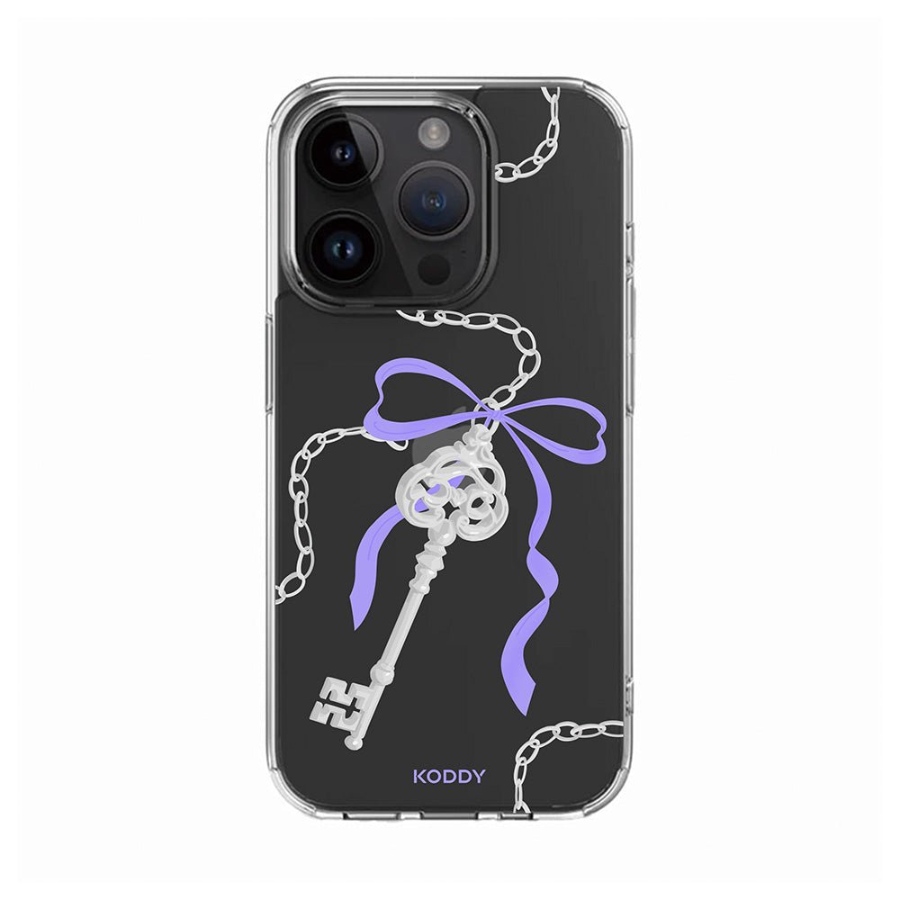 Antique Silver Purple Ribbon Key Phone Case - KODDY