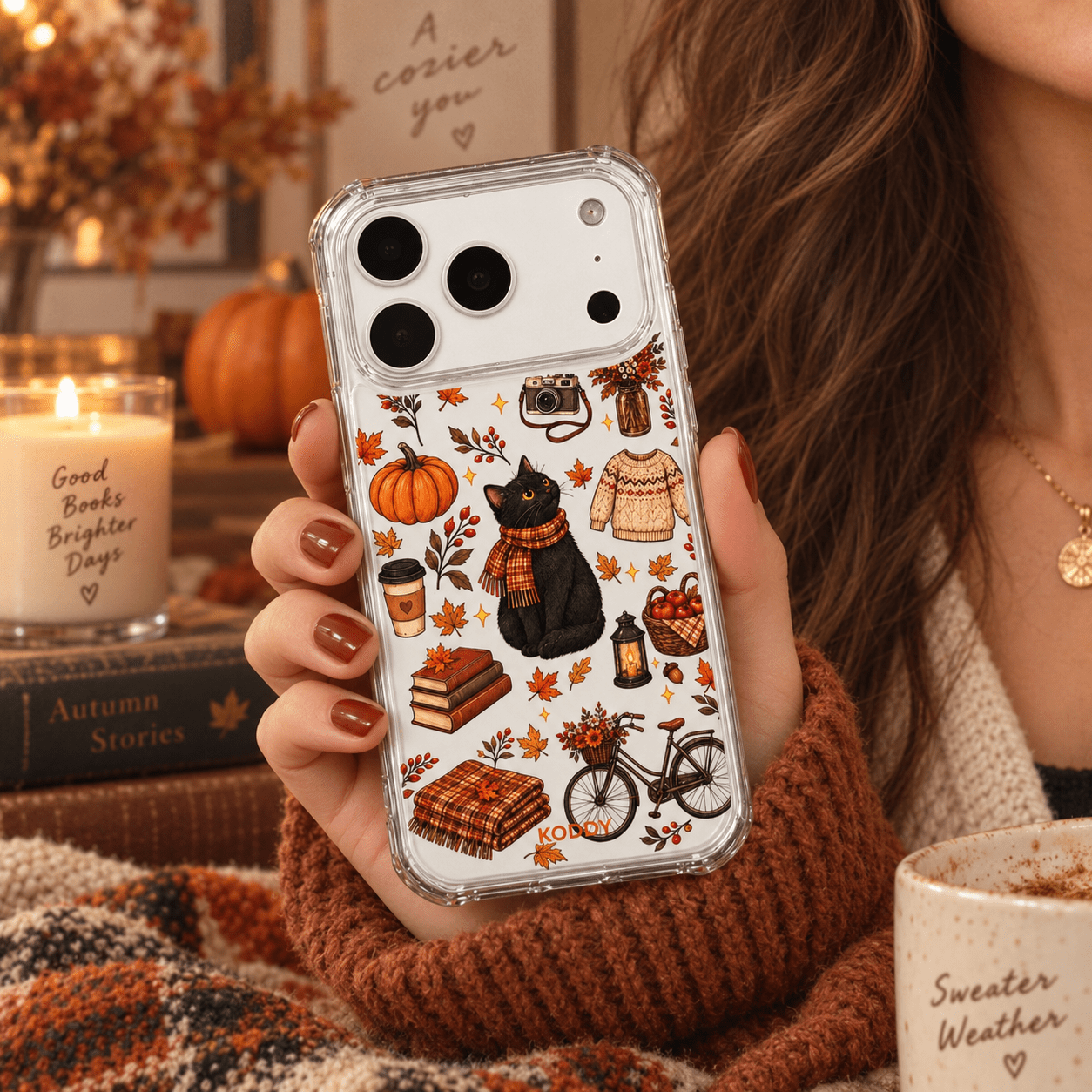 Autumn Black Cat Aesthetic Phone Case-KODDY aesthetic iphone case UK