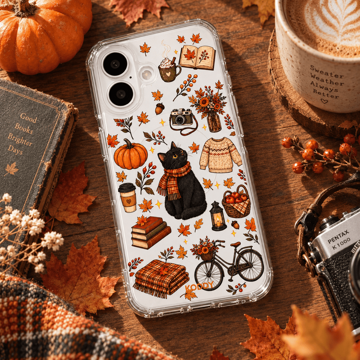 Autumn Black Cat Aesthetic Phone Case-KODDY aesthetic iphone case UK