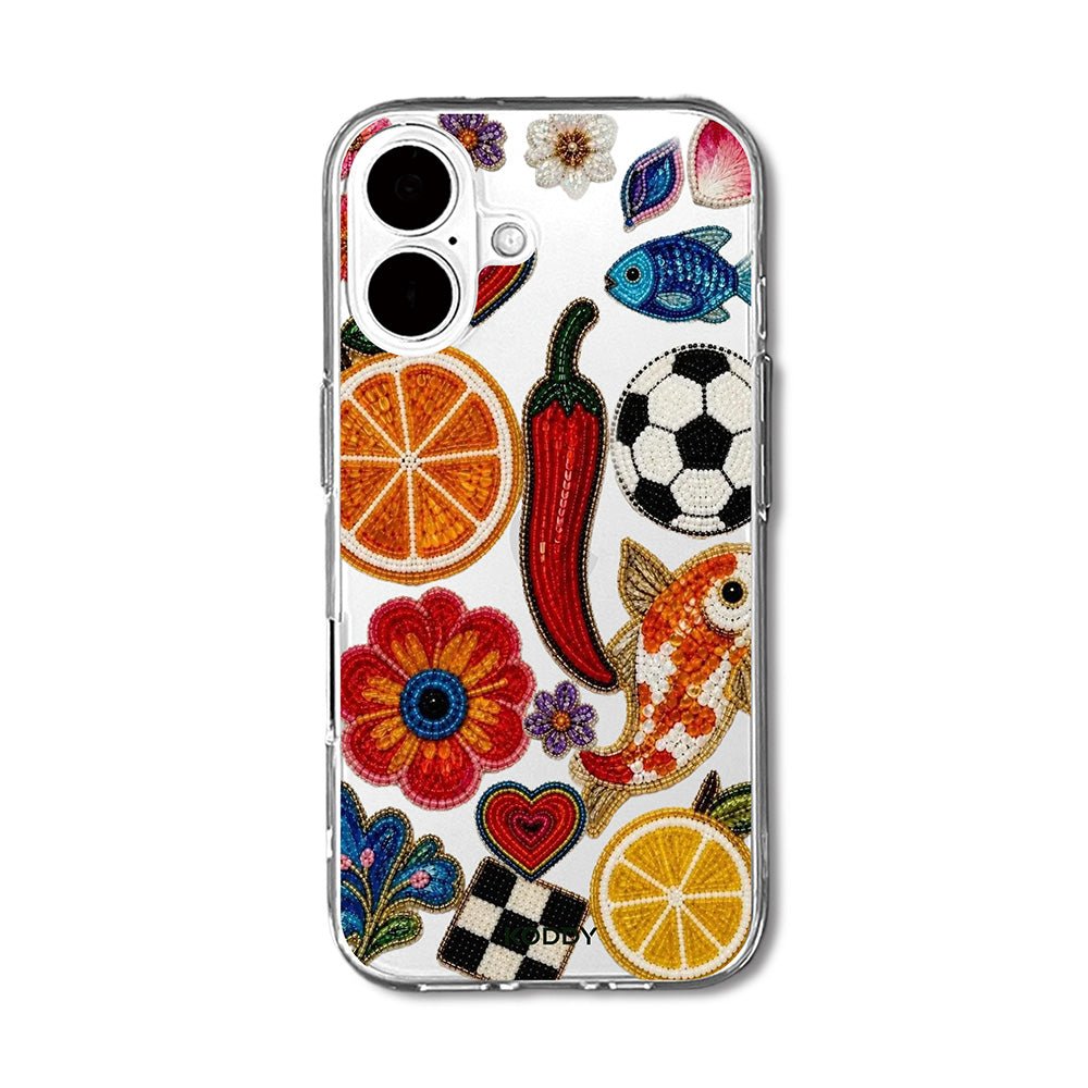 Beaded Fruit and Flower Collage Phone Case