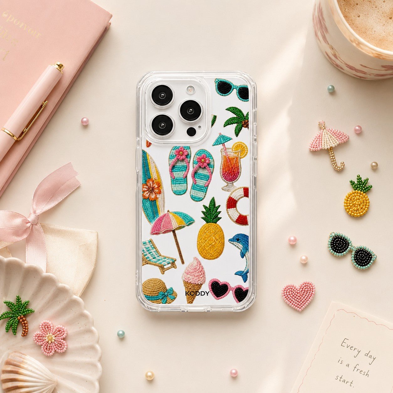 Beaded Summer Beach Charms Phone Case-KODDY aesthetic iphone case UK