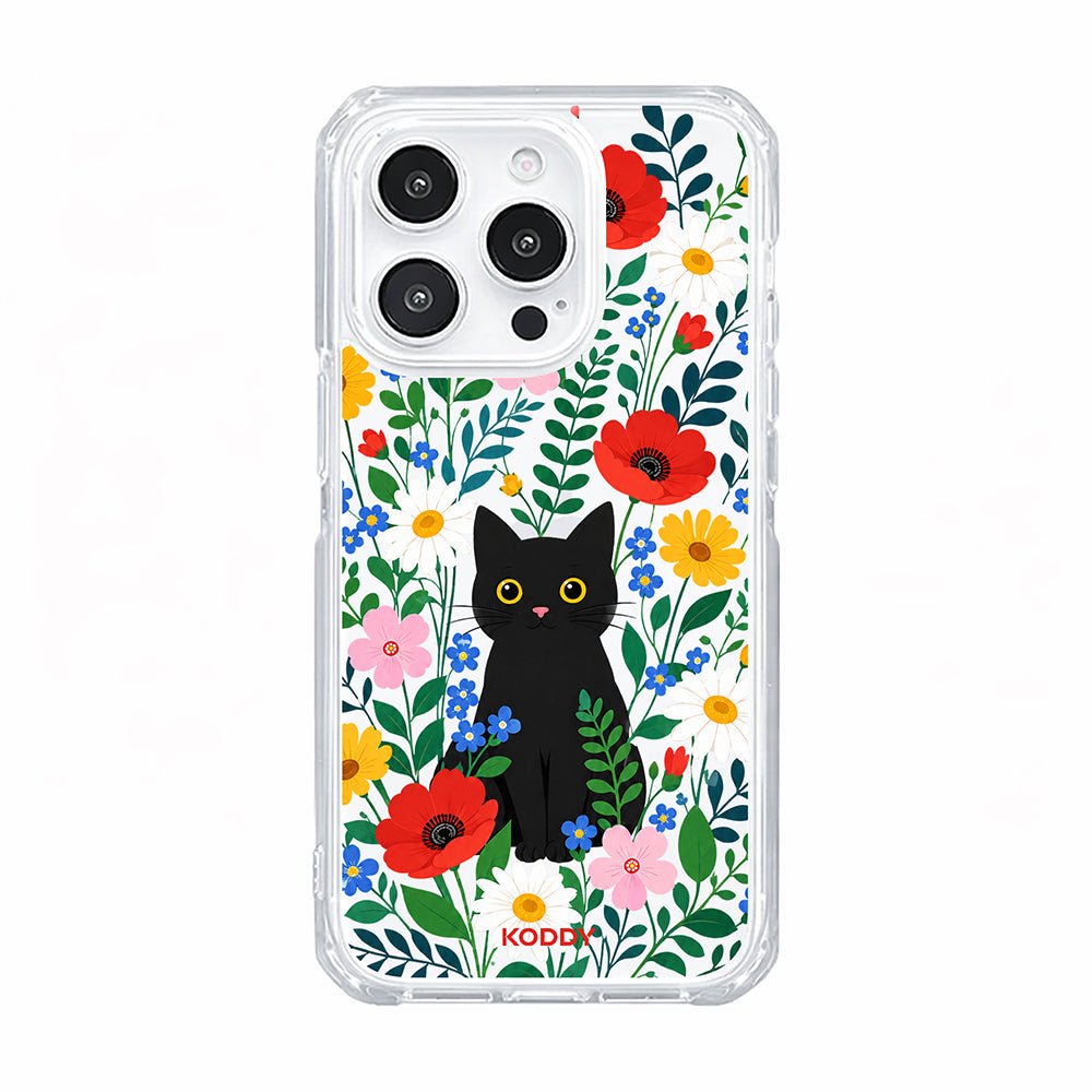 Black Cat & Wildflower Phone Case