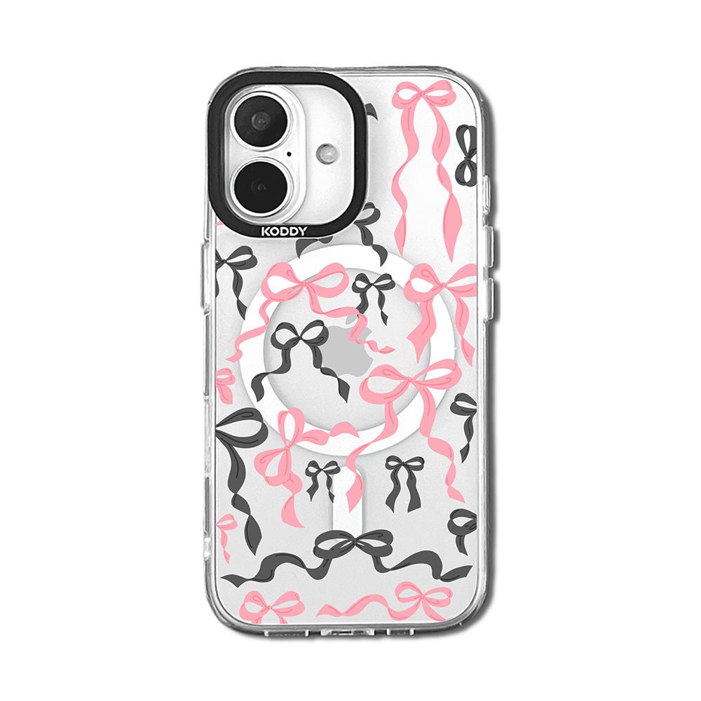 Black Pink Ribbon Bows iPhone Case