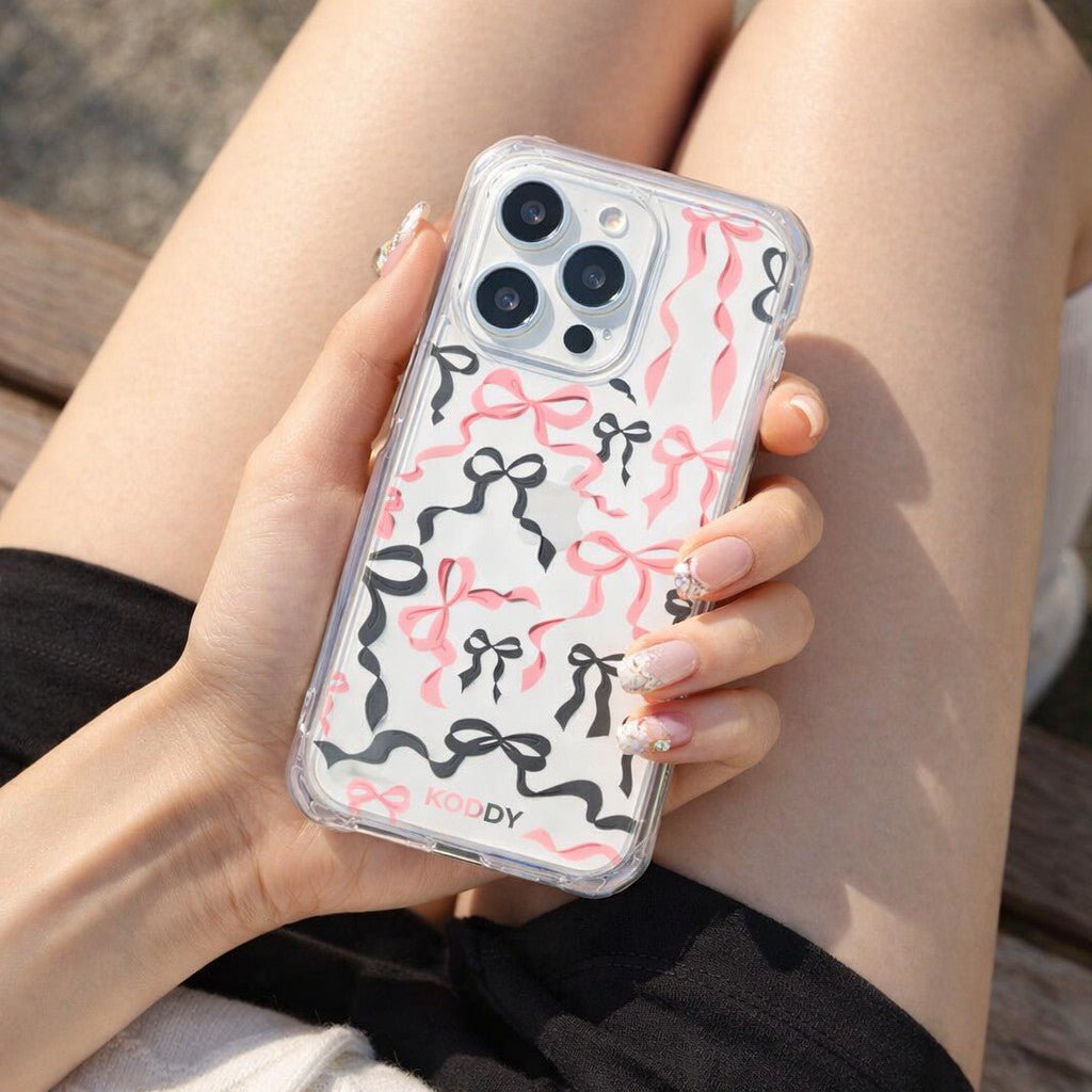 Black Pink Ribbon Bows Phone Case - KODDY aesthetic iphone case UK