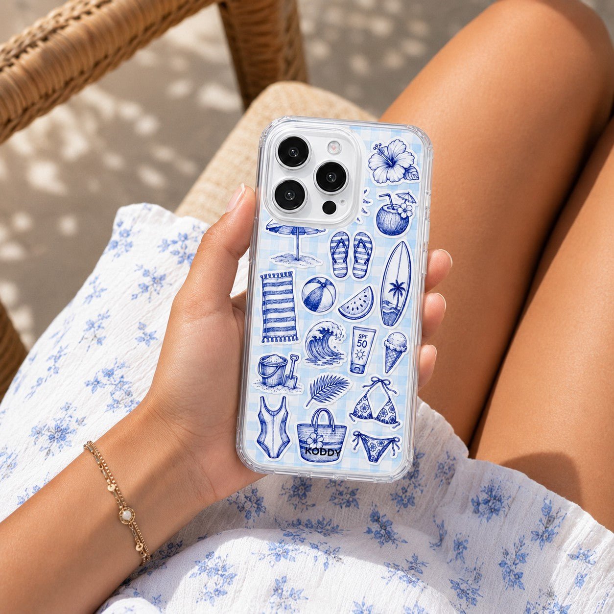 Blue Beach Sketch Phone Case-KODDY aesthetic iphone case UK