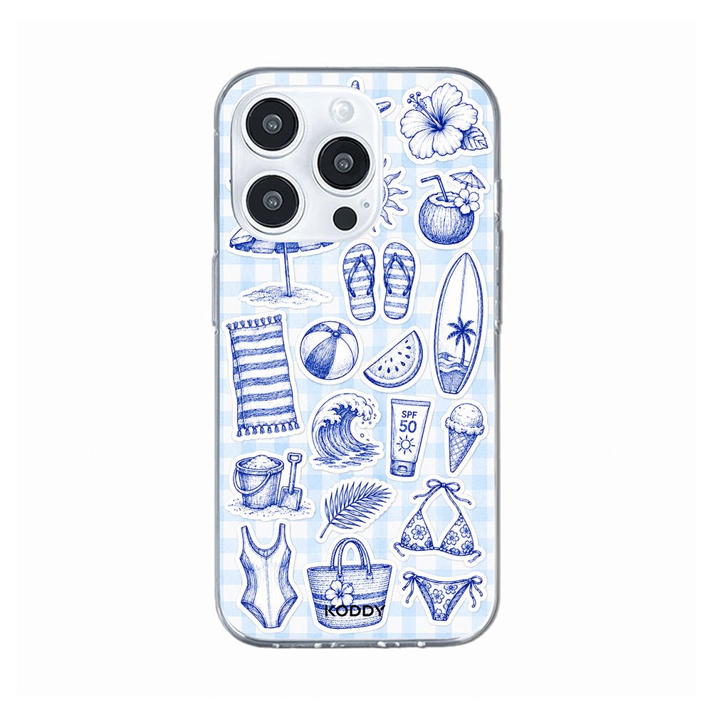 Blue Beach Sketch Phone Case-KODDY aesthetic iphone case UK
