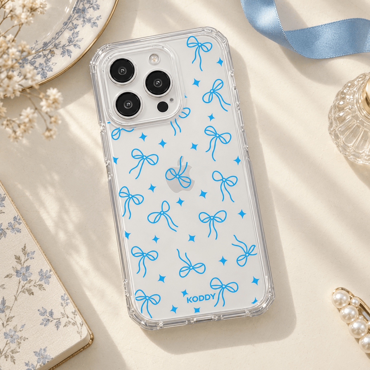 Blue Bow & Sparkle Aesthetic Phone Case-KODDY aesthetic iphone case UK