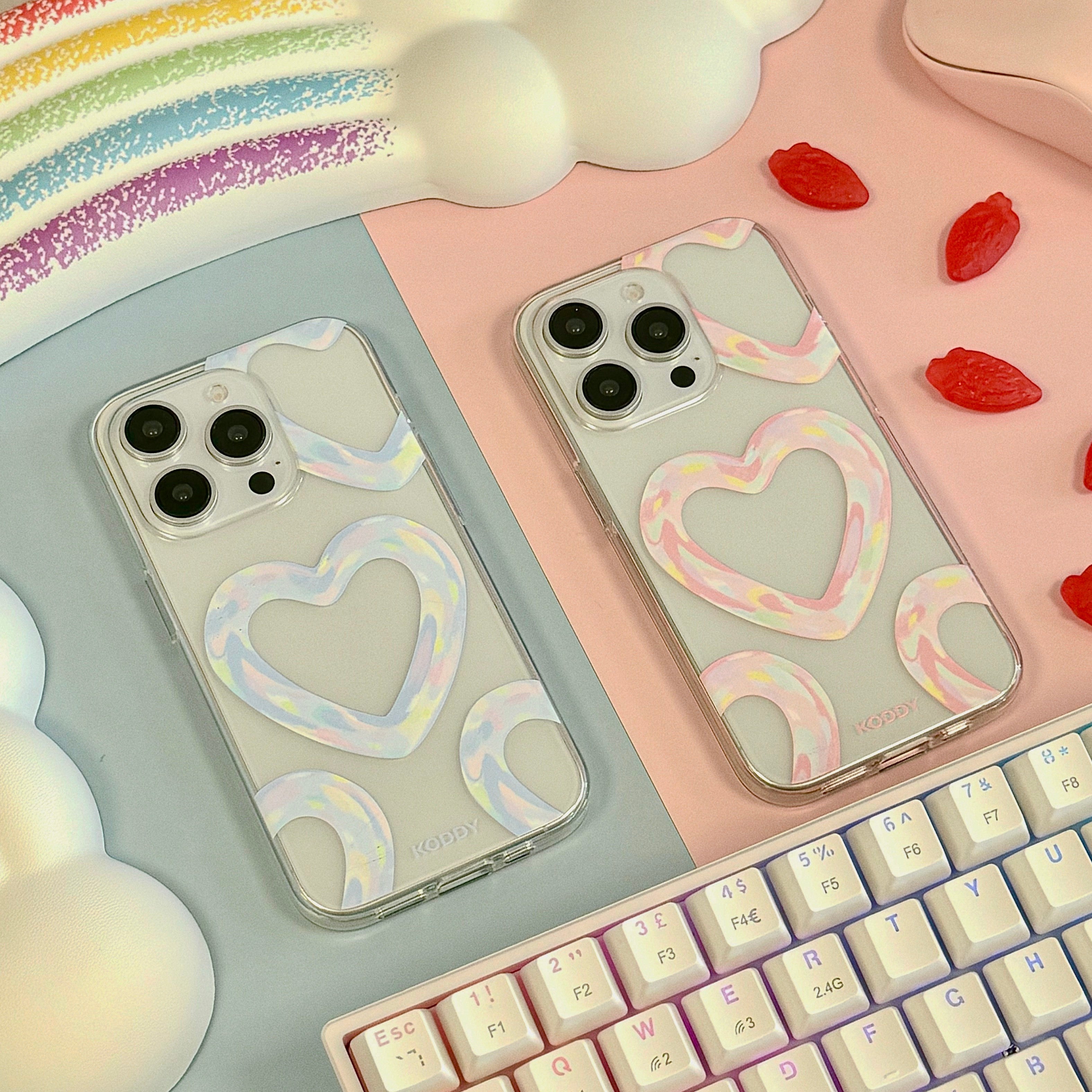 Blue Bubble Pattern Hearts Phone Case-KODDY aesthetic iphone case UK