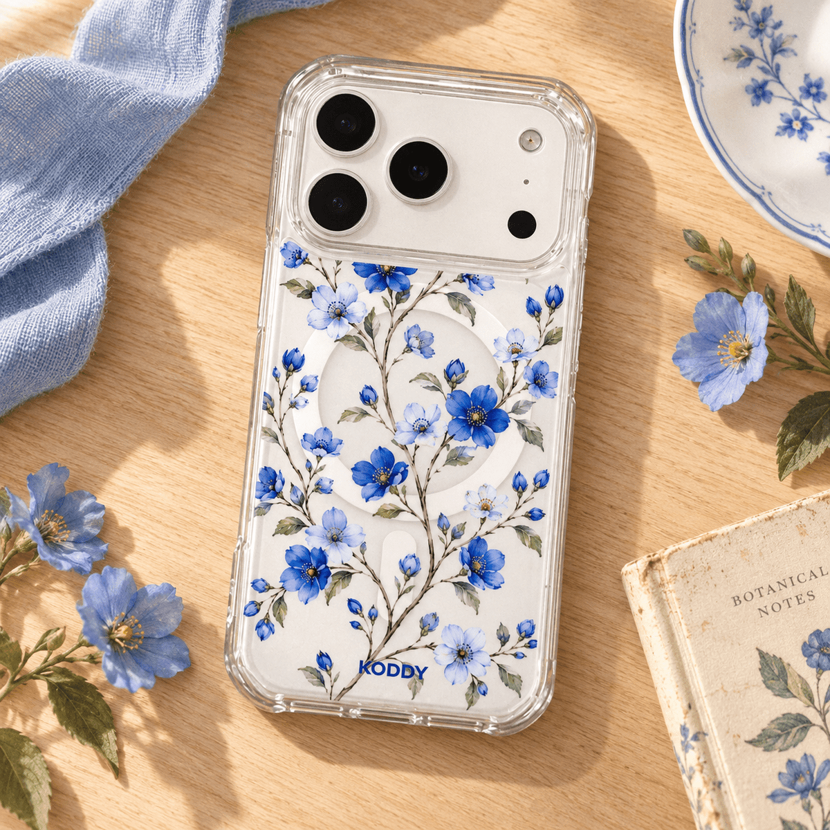 Blue Floral Aesthetic Phone Case-KODDY aesthetic iphone case UK