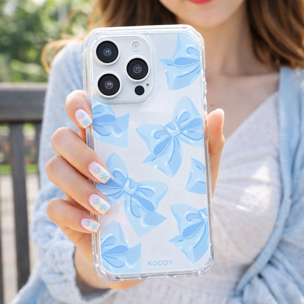 Blue Fluffy Ribbon Phone Case - KODDY aesthetic iphone case UK