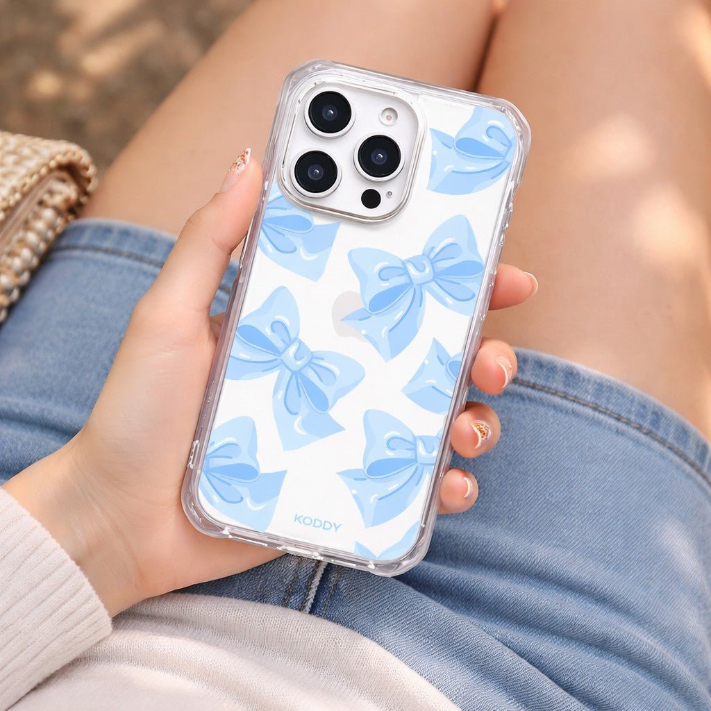 Blue Fluffy Ribbon Phone Case - KODDY aesthetic iphone case UK