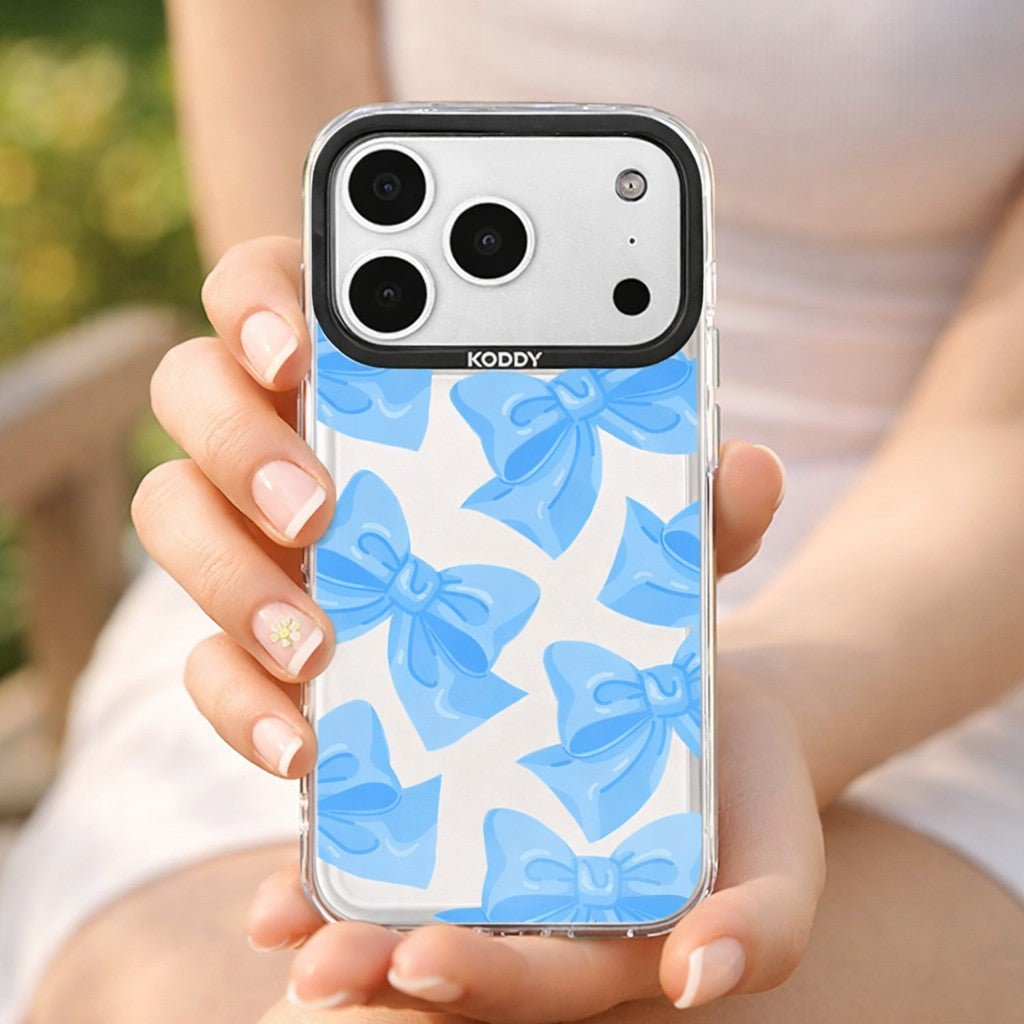 Blue Fluffy Ribbon Protective iPhone Case - KODDY aesthetic iphone case UK