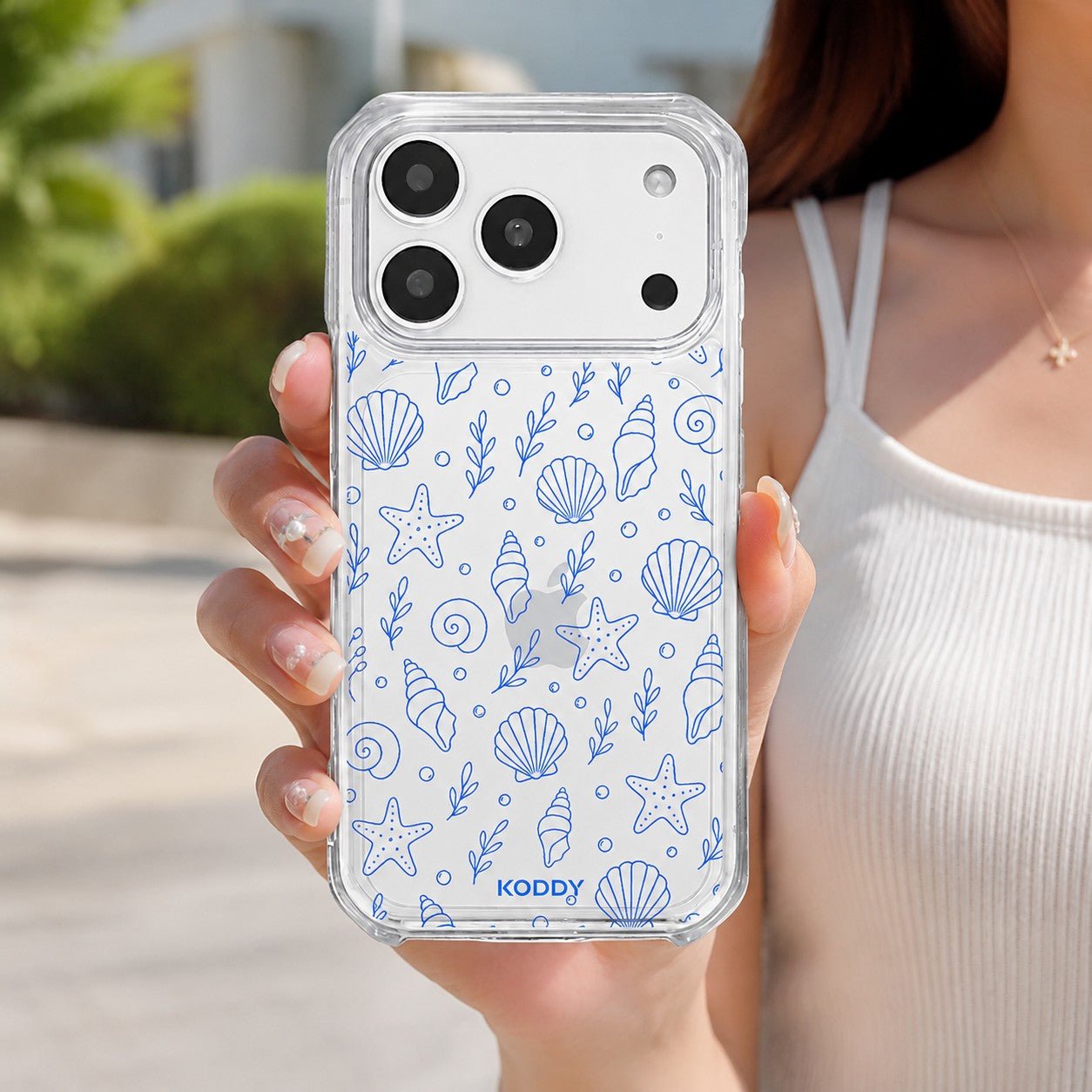 Blue Shell and Starfish Clear Phone Case-KODDY aesthetic iphone case UK