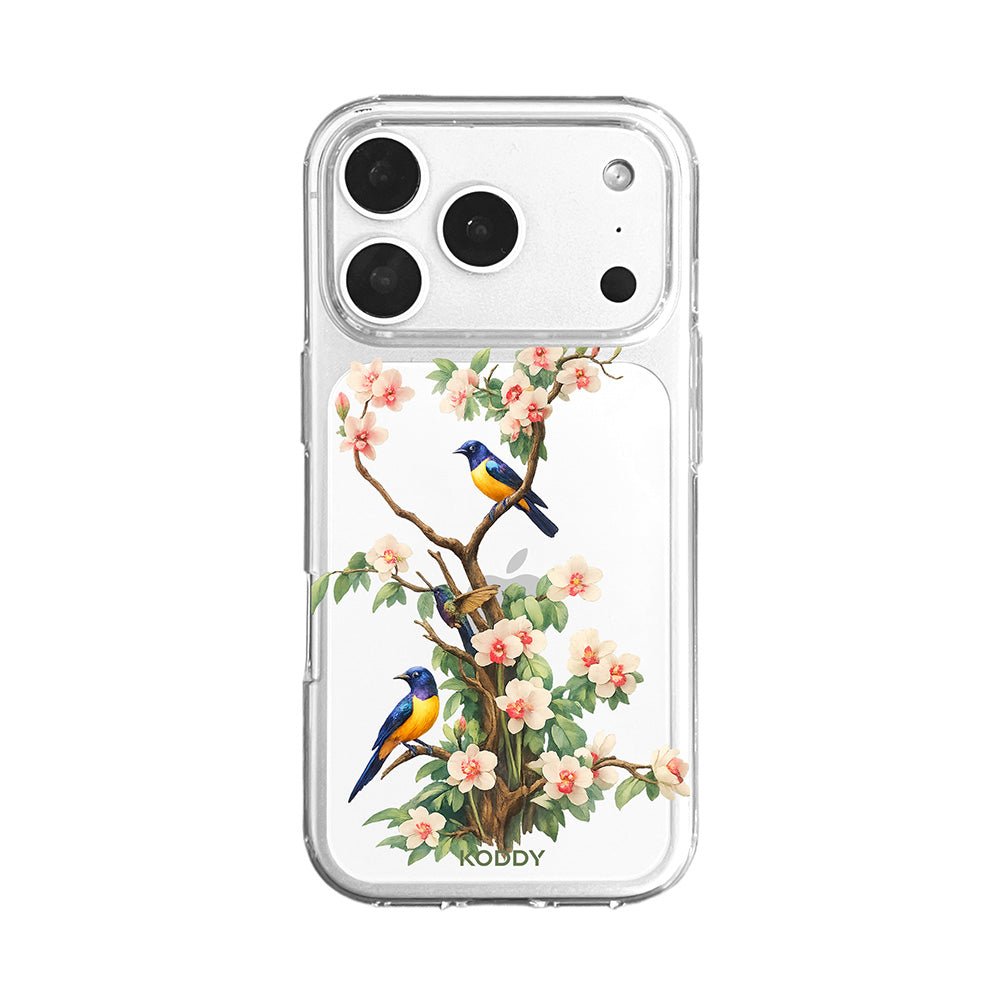 Bluebird Blossom Floral Tree Clear Phone Case-KODDY aesthetic iphone case UK