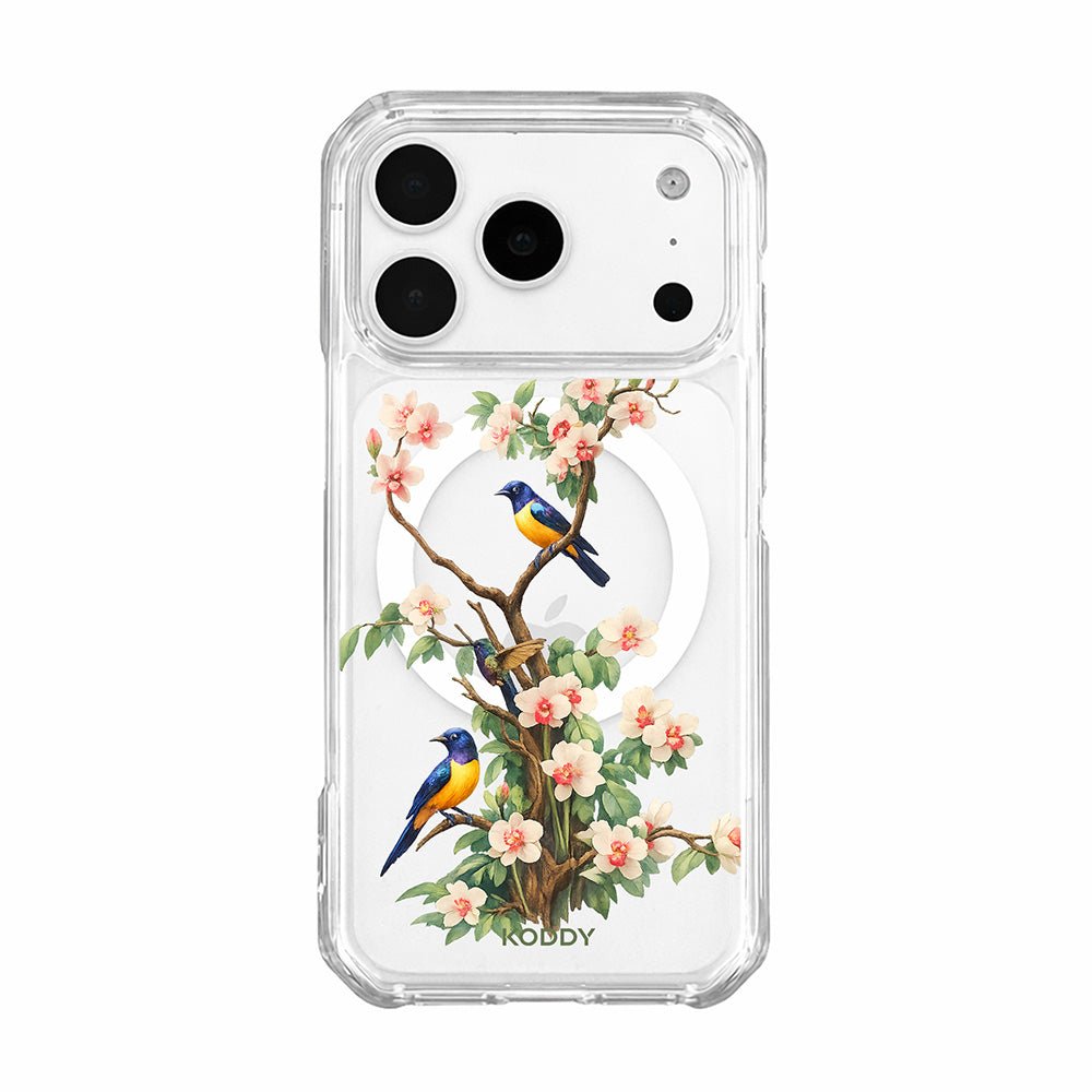 Bluebird Blossom Floral Tree Clear Phone Case-KODDY aesthetic iphone case UK