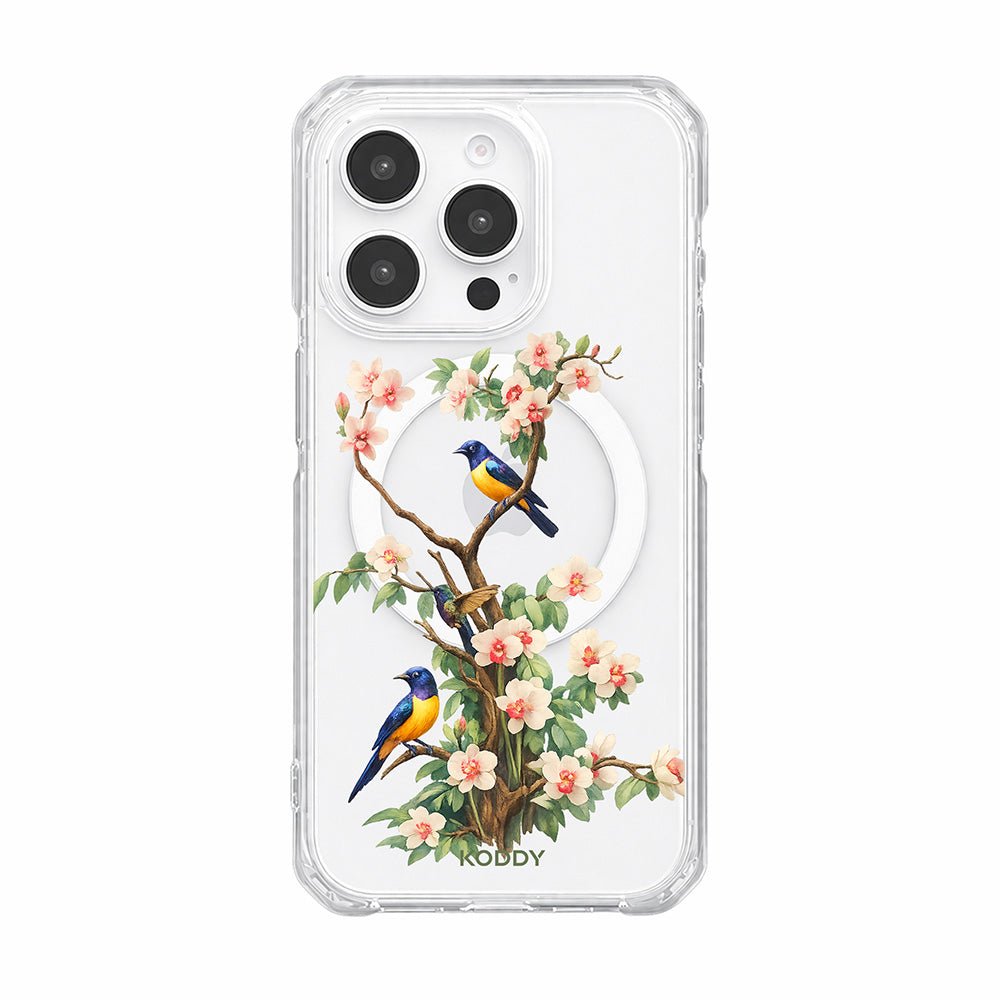 Bluebird Blossom Floral Tree Clear Phone Case-KODDY aesthetic iphone case UK