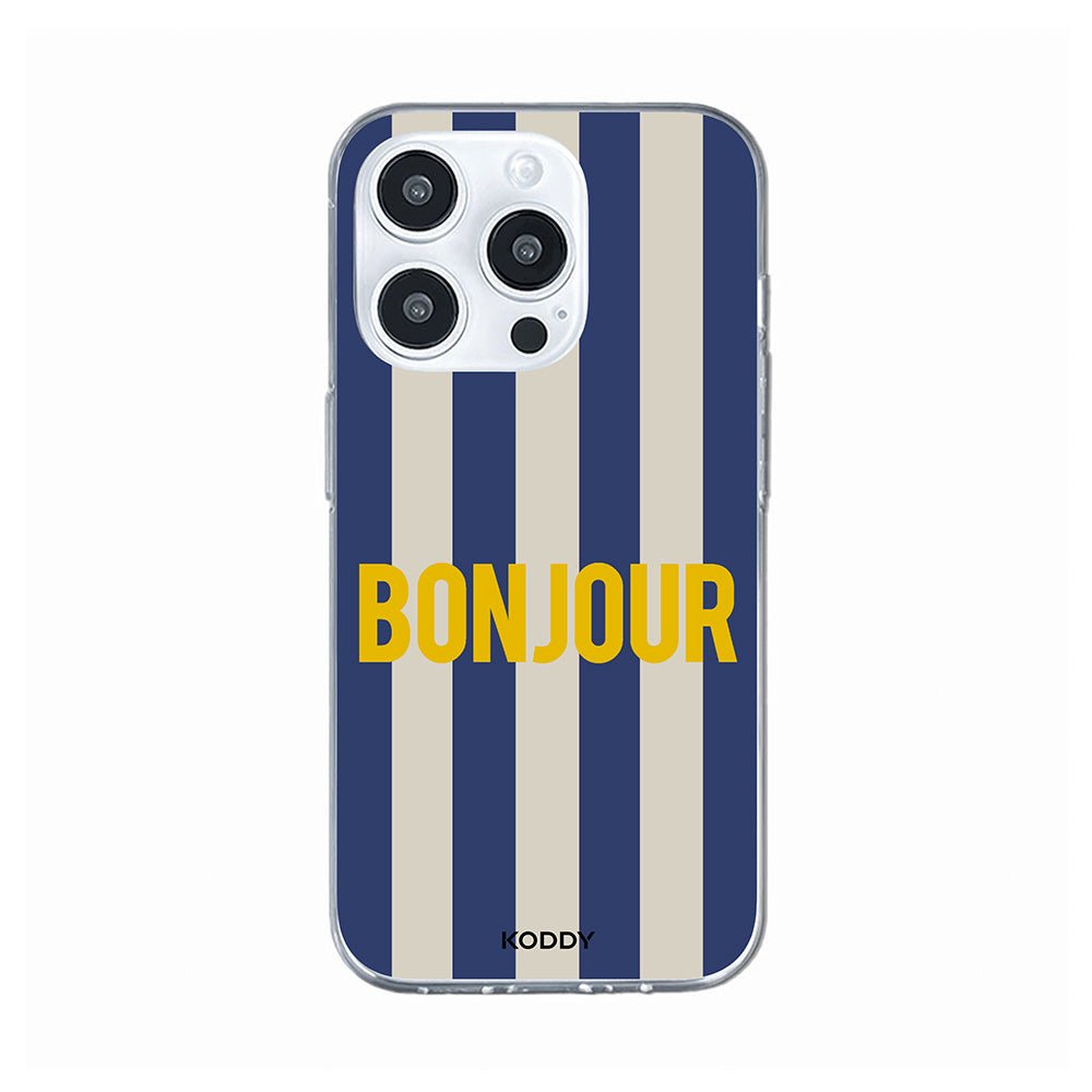 Bonjour Retro Stripe Phone Case-KODDY aesthetic iphone case UK