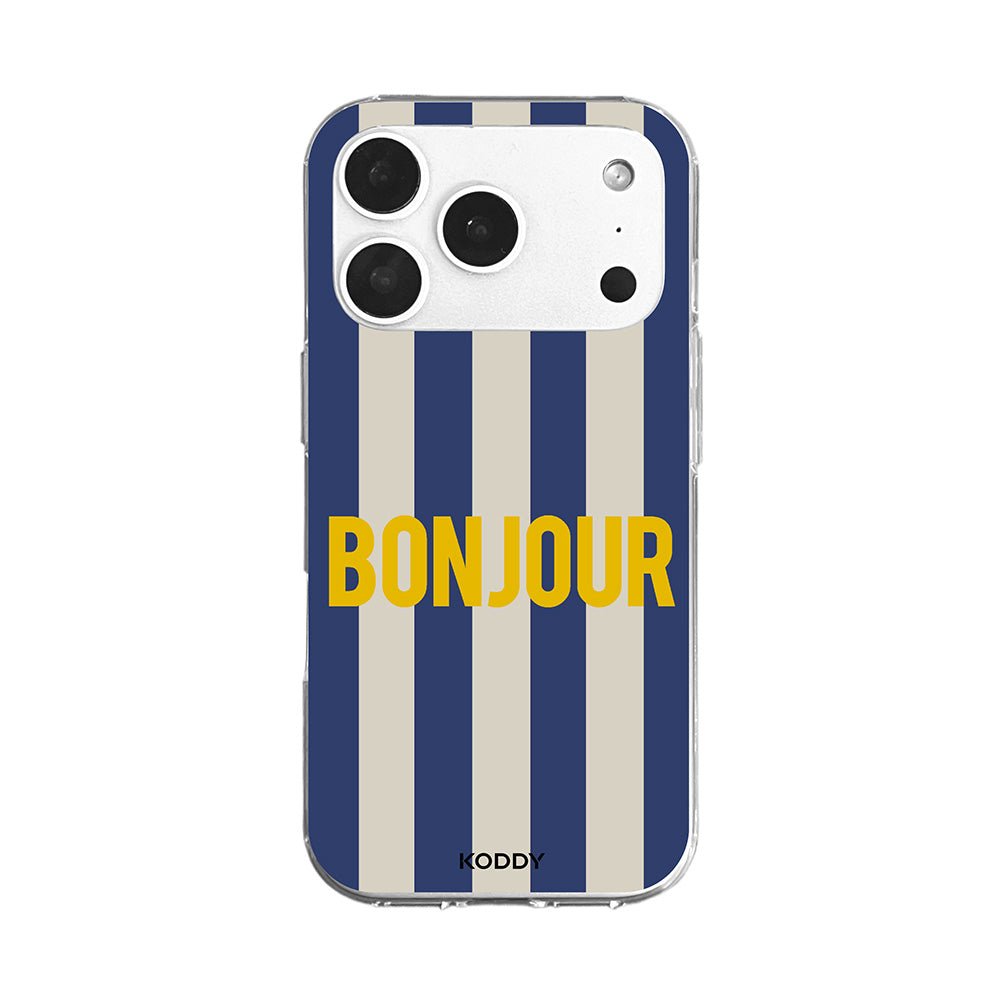 Bonjour Retro Stripe Phone Case-KODDY aesthetic iphone case UK