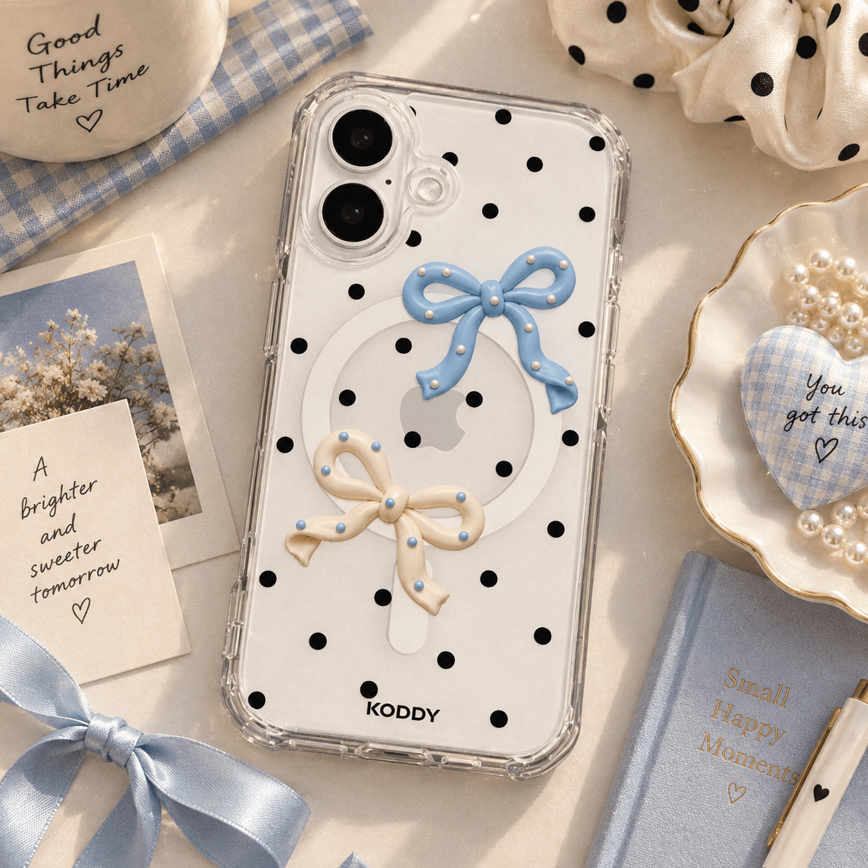 Bow & Polka Dot Aesthetic Phone Case-KODDY aesthetic iphone case UK