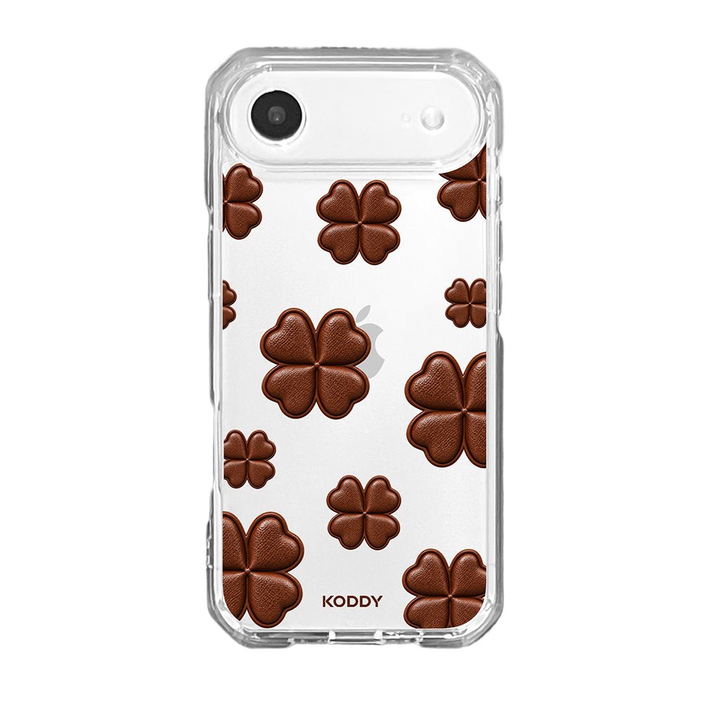 Brown Lucky Clover Clear Phone Case