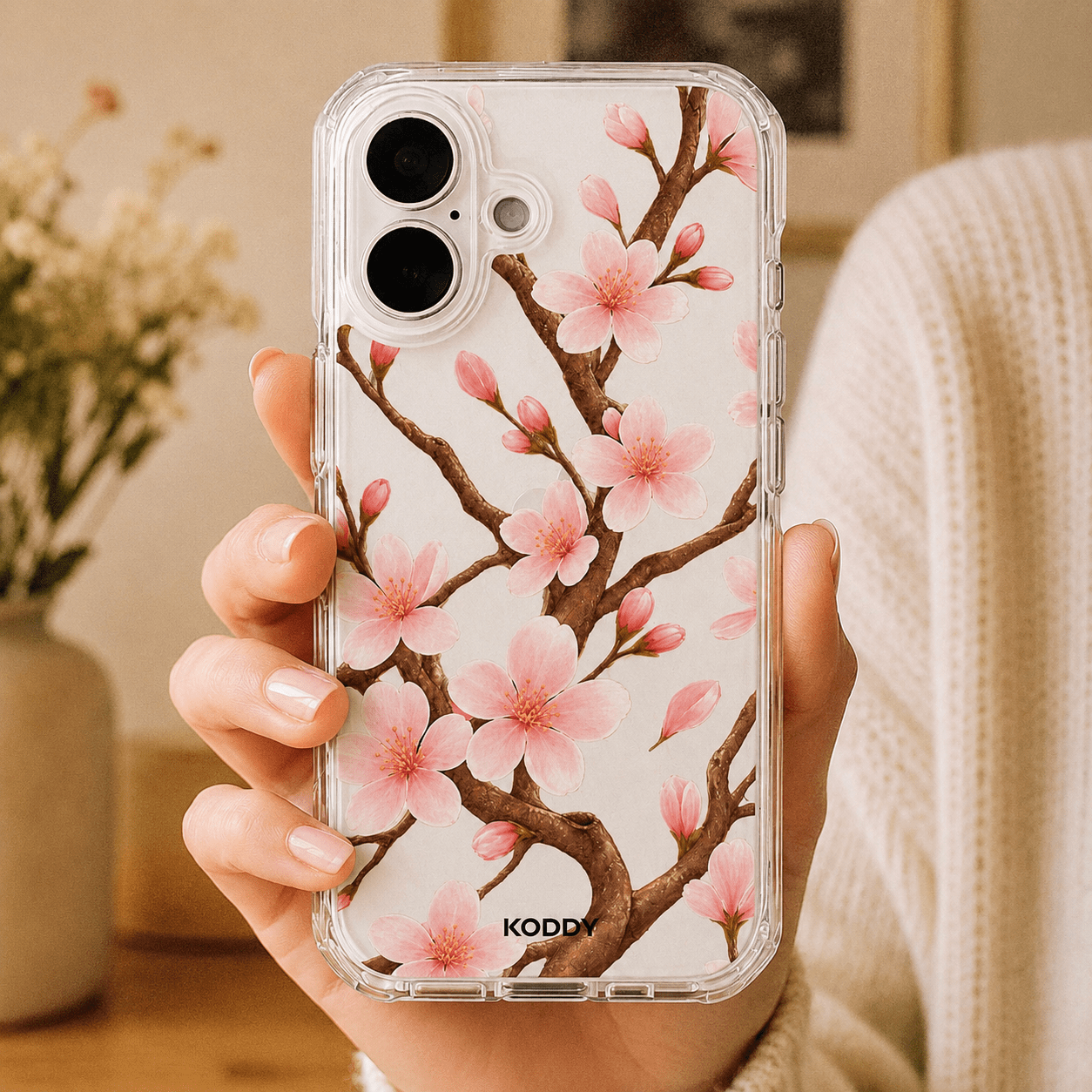 Cherry Blossom Branch Clear Phone Case-KODDY aesthetic iphone case UK