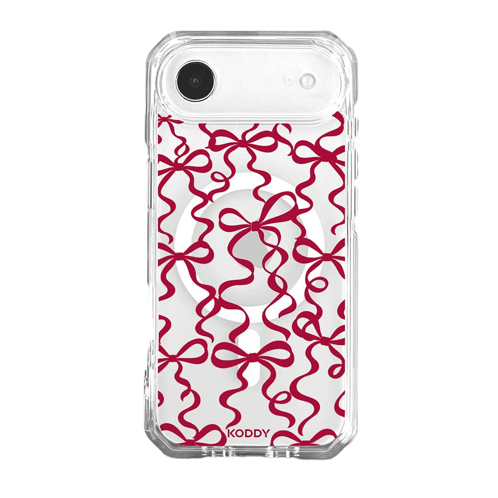Cherry Red Ribbon Bow Pattern Clear Phone Case-KODDY aesthetic iphone case UK