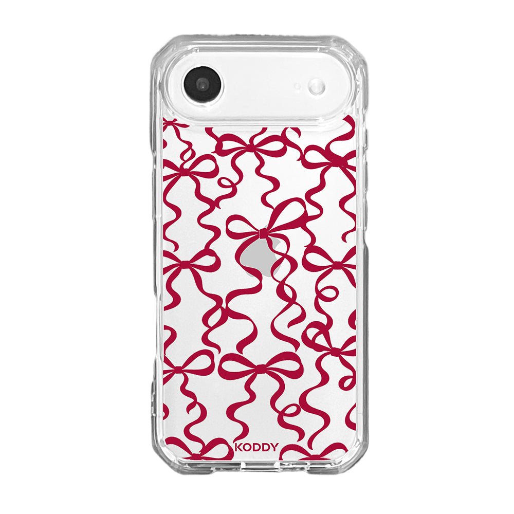 Cherry Red Ribbon Bow Pattern Clear Phone Case-KODDY aesthetic iphone case UK