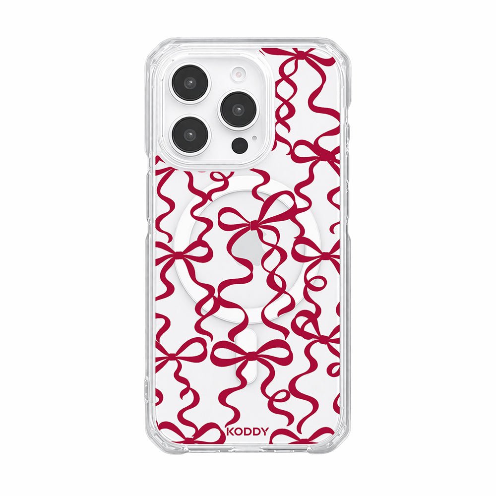Cherry Red Ribbon Bow Pattern Clear Phone Case-KODDY aesthetic iphone case UK