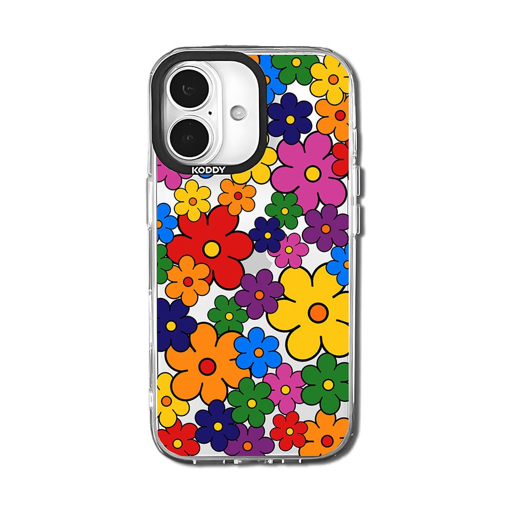 Colorful Retro Pop Flower Pattern iPhone Case