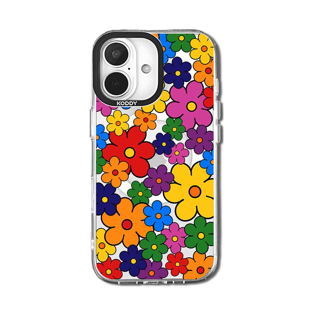Colorful Retro Pop Flower Pattern iPhone Case