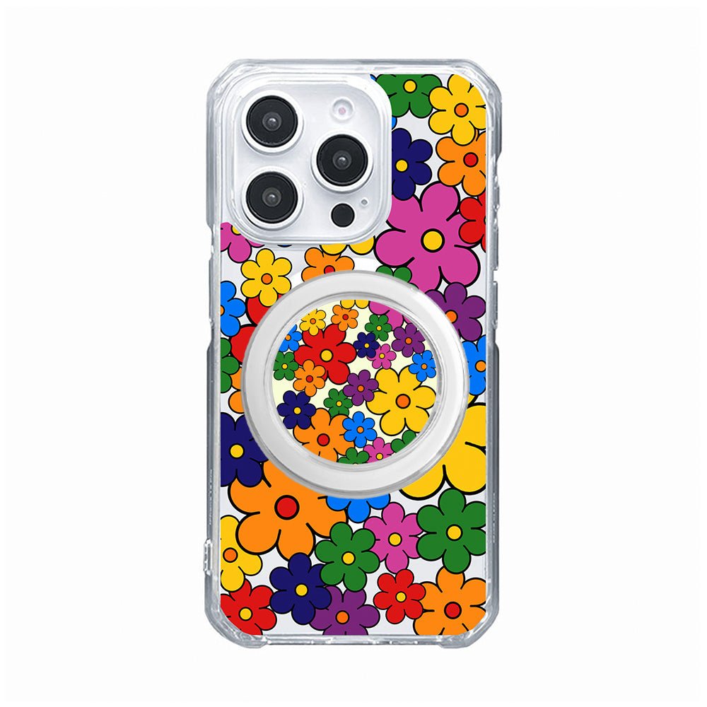 Colorful Retro Pop Flower Pattern Phone Case and Phone Grip Bundle - KODDY