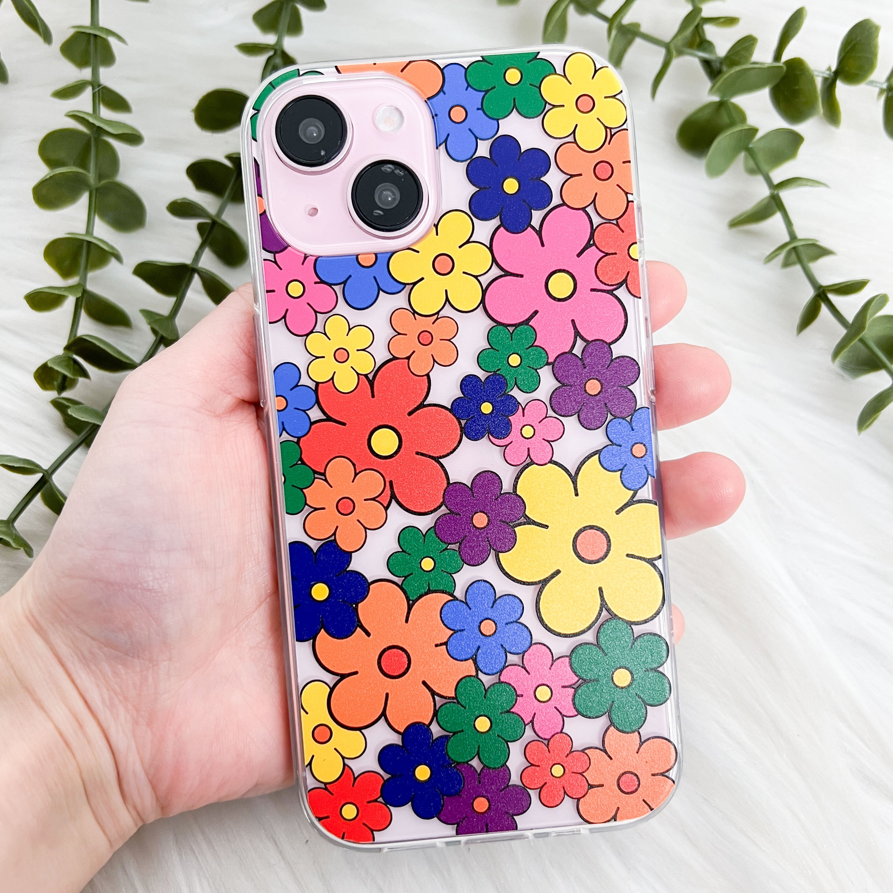 Colorful Retro Pop Flower Pattern Phone Case - KODDY