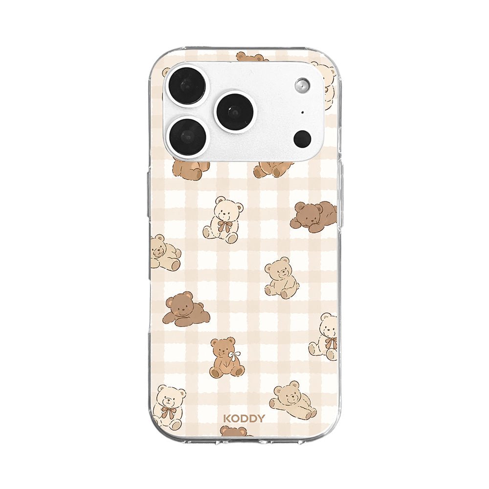 Cozy Teddy Check Phone Case-KODDY aesthetic iphone case UK
