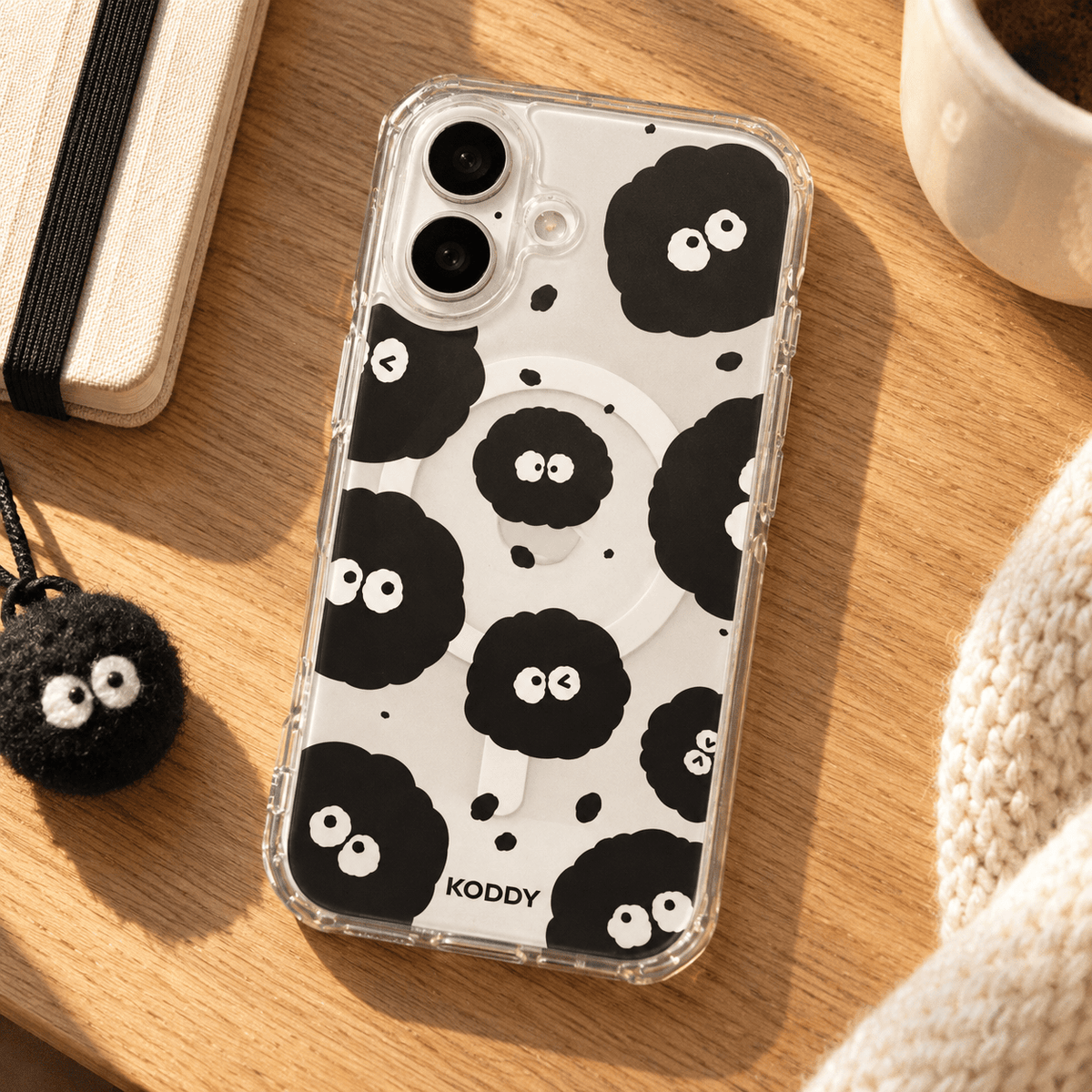 Cute Black Dust Pattern Clear Phone Case-KODDY aesthetic iphone case UK